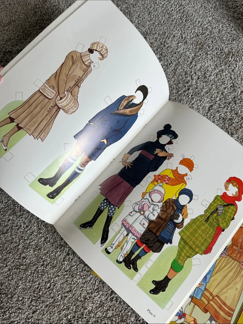 Set of 2 Vintage Style Paper Doll Books - Aqua & Yellow Covers